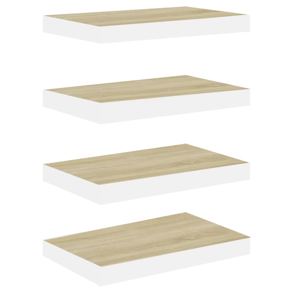Wandschappen Zwevend 0X23X3,8 Cm Mdf Kleurig En Eiken En Wit 4 40 x 23 x 3.8 cm