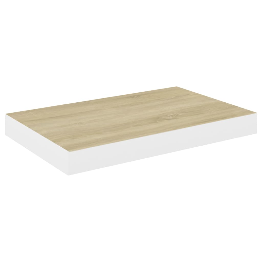 Wandschap Zwevend 50X23X3,8 Cm Mdf Kleurig En Eiken En Wit 1 50 x 23 x 3.8 cm