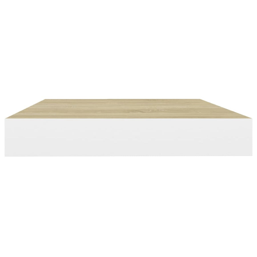 Wandschap Zwevend 50X23X3,8 Cm Mdf Kleurig En Eiken En Wit 1 50 x 23 x 3.8 cm