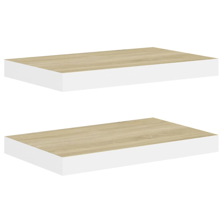 Wandschappen Zwevend 50X3X3,8 Cm Mdf Kleurig En Eiken En Wit 2 50 x 23 x 3.8 cm