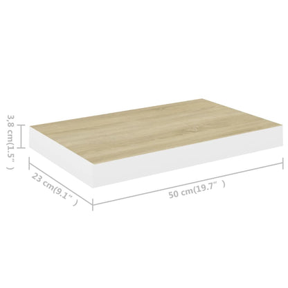 Wandschappen Zwevend 50X3X3,8 Cm Mdf Kleurig En Eiken En Wit 2 50 x 23 x 3.8 cm