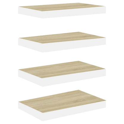 Wandschappen Zwevend 50X23X3,8 Cm Mdf Kleurig En Eiken En Wit 4 50 x 23 x 3.8 cm
