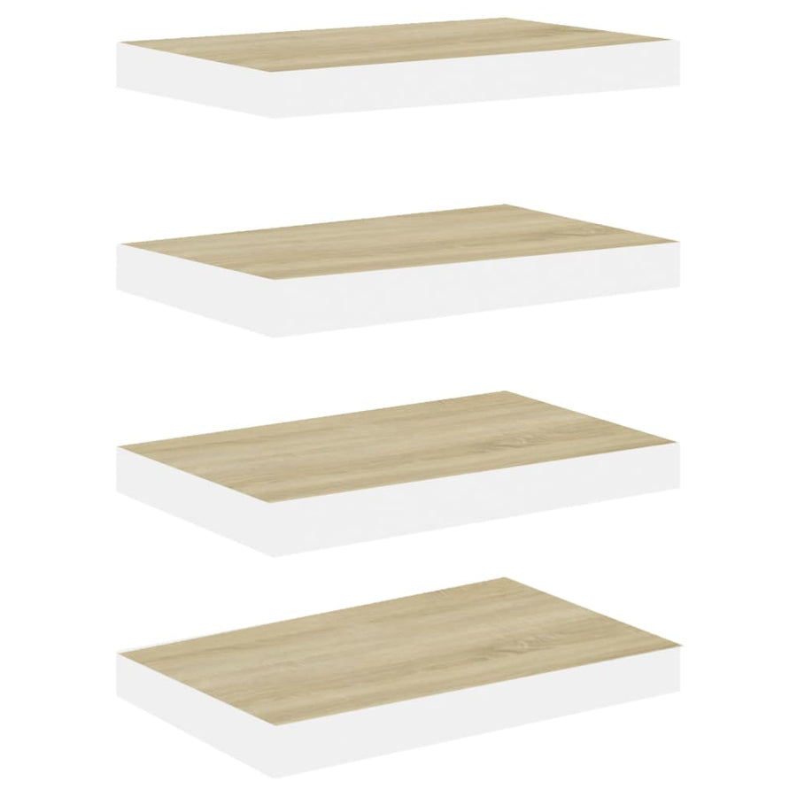 Wandschappen Zwevend 50X23X3,8 Cm Mdf Kleurig En Eiken En Wit 4 50 x 23 x 3.8 cm