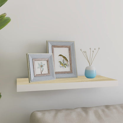 Wandschap Zwevend 60X23,5X3,8 Cm Mdf Kleurig En Eiken En Wit 1 60 x 23.5 x 3.8 cm