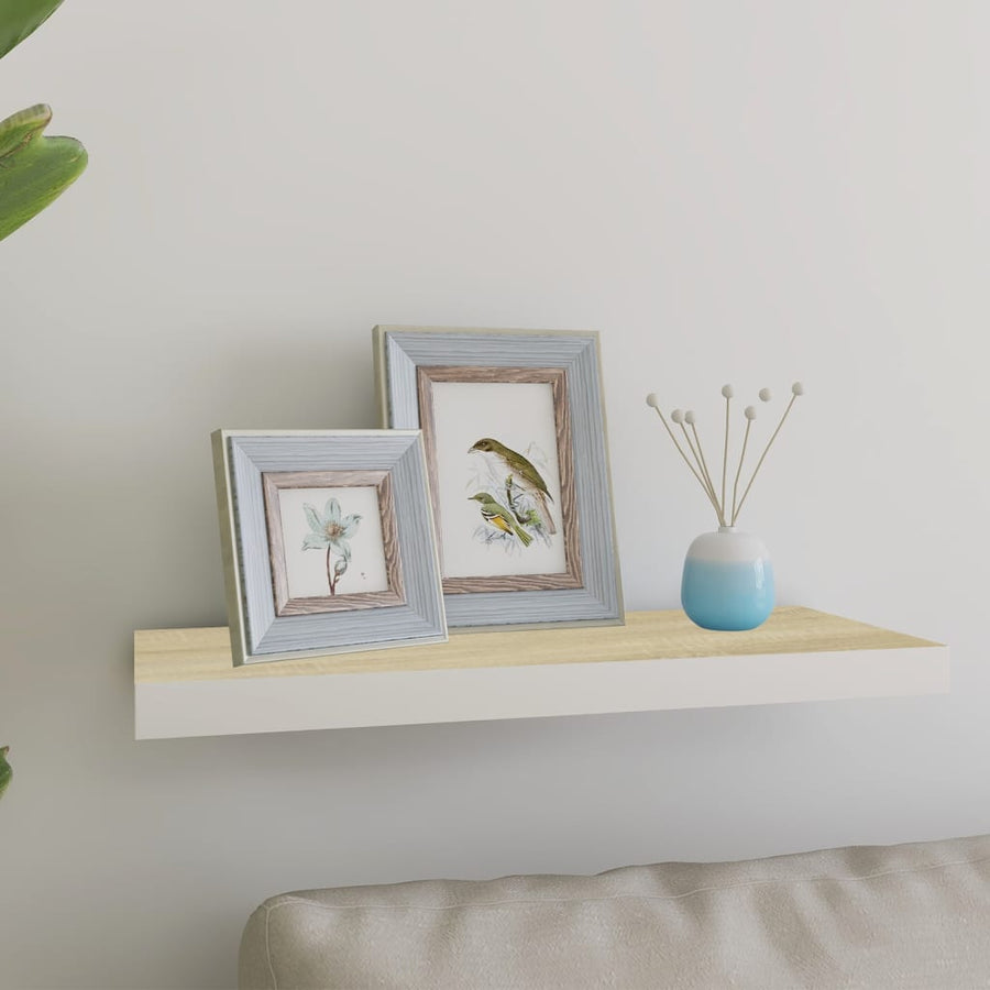 Wandschap Zwevend 60X23,5X3,8 Cm Mdf Kleurig En Eiken En Wit 1 60 x 23.5 x 3.8 cm