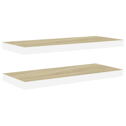 Wandschappen Zwevend 60X3,5X3,8 Cm Mdf Kleurig Eiken En Wit 2 60 x 23.5 x 3.8 cm