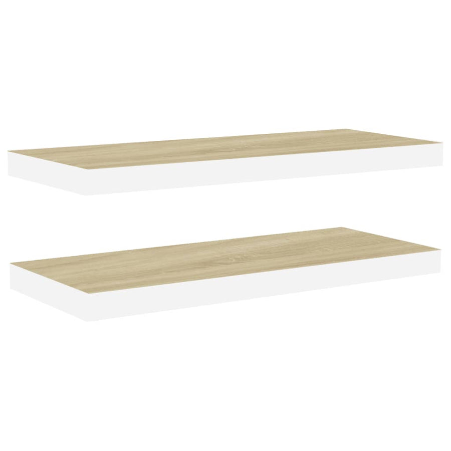 Wandschappen Zwevend 60X3,5X3,8 Cm Mdf Kleurig Eiken En Wit 2 60 x 23.5 x 3.8 cm