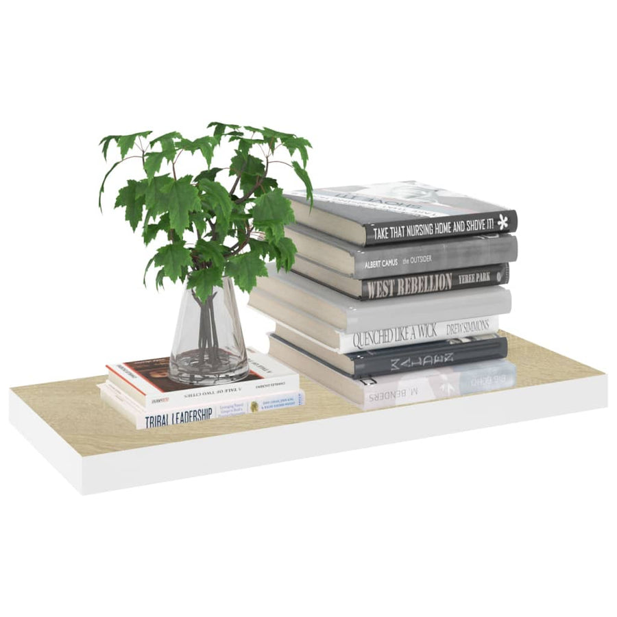 Wandschappen Zwevend 60X3,5X3,8 Cm Mdf Kleurig Eiken En Wit 2 60 x 23.5 x 3.8 cm