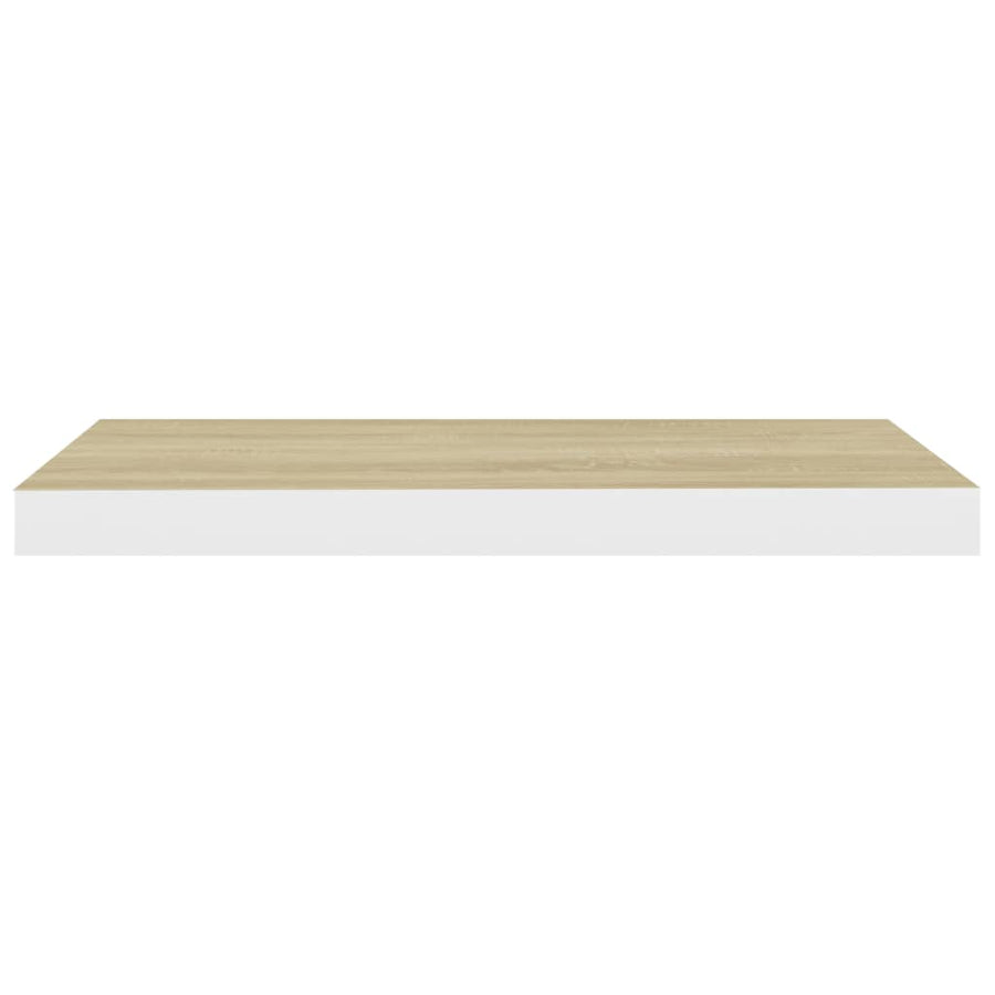 Wandschappen Zwevend 60X3,5X3,8 Cm Mdf Kleurig Eiken En Wit 2 60 x 23.5 x 3.8 cm