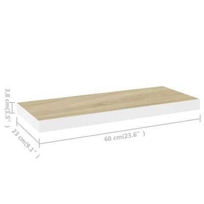 Wandschappen Zwevend 60X3,5X3,8 Cm Mdf Kleurig Eiken En Wit 2 60 x 23.5 x 3.8 cm