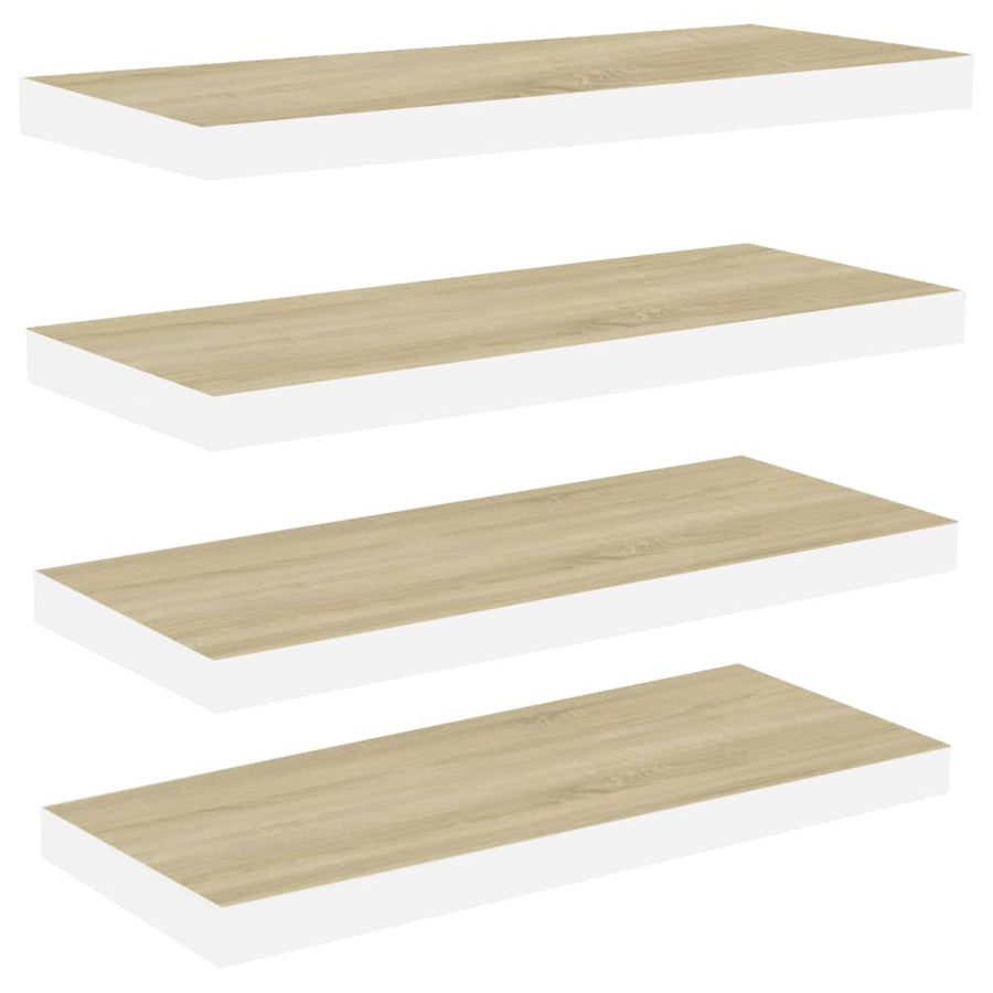 Wandschappen Zwevend 60X23,5X3,8 Cm Mdf Kleurig Eiken En Wit 4 60 x 23.5 x 3.8 cm