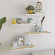 Floating wall shelves 4 pcs 60x23.5x3.8 cm MDF oak-colored white