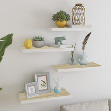 Wandschappen Zwevend 60X23,5X3,8 Cm Mdf Kleurig Eiken En Wit 4 60 x 23.5 x 3.8 cm