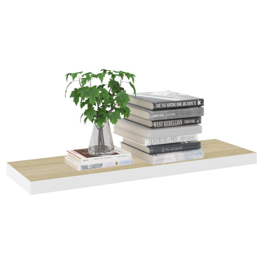 Wandschappen Zwevend 80X3,5X3,8 Cm Mdf Kleurig Eiken En Wit 2 80 x 23.5 x 3.8 cm