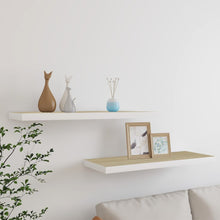 Wandschappen Zwevend 80X3,5X3,8 Cm Mdf Kleurig Eiken En Wit 2 80 x 23.5 x 3.8 cm