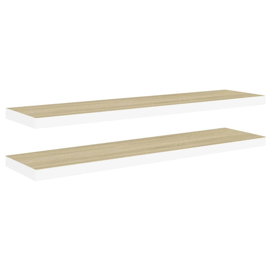 Wandschappen Zwevend 90X3,5X3,8 Cm Mdf Kleurig Eiken En Wit 2 90 x 23.5 x 3.8 cm