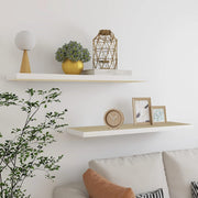 Wall shelves floating 2 pcs 90x23.5x3.8 cm MDF oak colored white