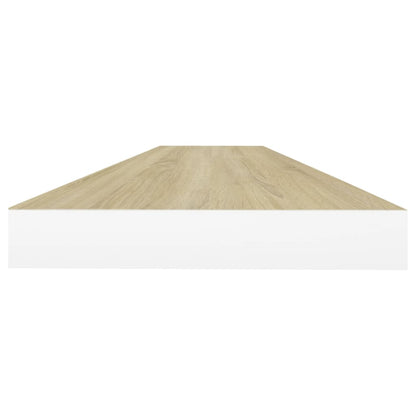 Wandschappen zwevend 4 st 90x23,5x3,8 cm MDF eikenkleurig wit 4 90 x 23.5 x 3.8 cm