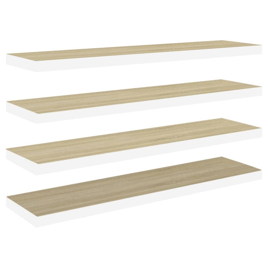 Wandschappen Zwevend 120X23,5X3,8 Cm Mdf Kleurig Eiken En Wit 4 120 x 23.5 x 3.8 cm