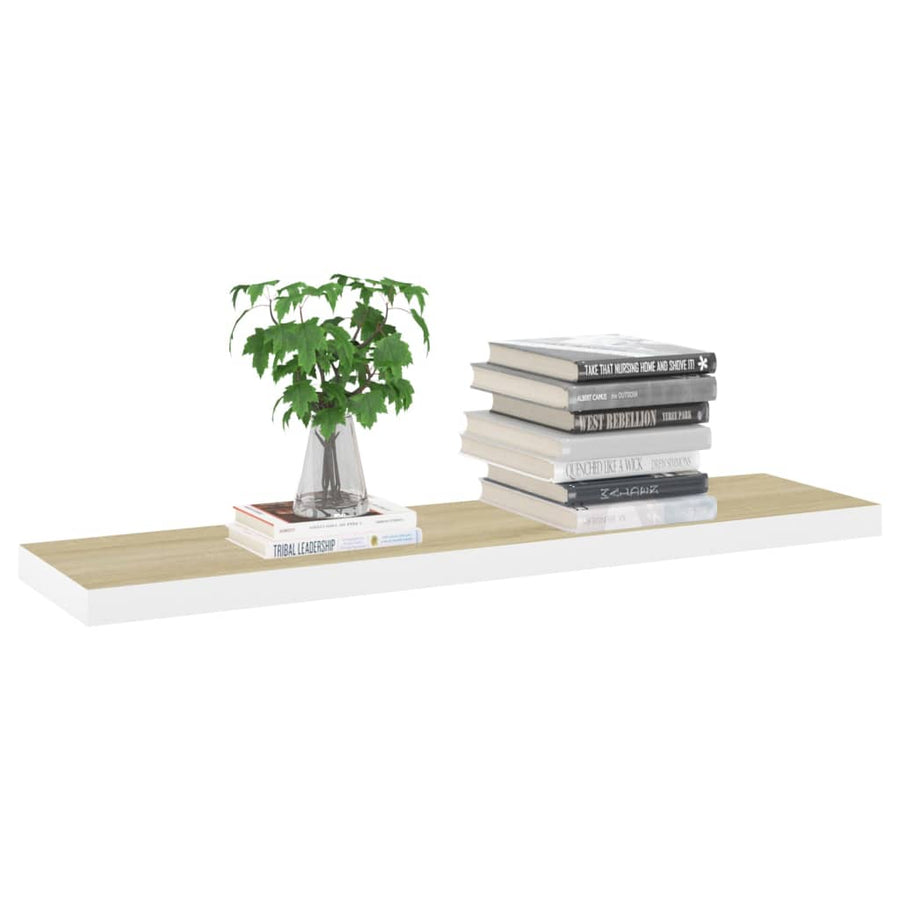 Wandschappen Zwevend 120X23,5X3,8 Cm Mdf Kleurig Eiken En Wit 4 120 x 23.5 x 3.8 cm