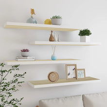 Wandschappen Zwevend 120X23,5X3,8 Cm Mdf Kleurig Eiken En Wit 4 120 x 23.5 x 3.8 cm
