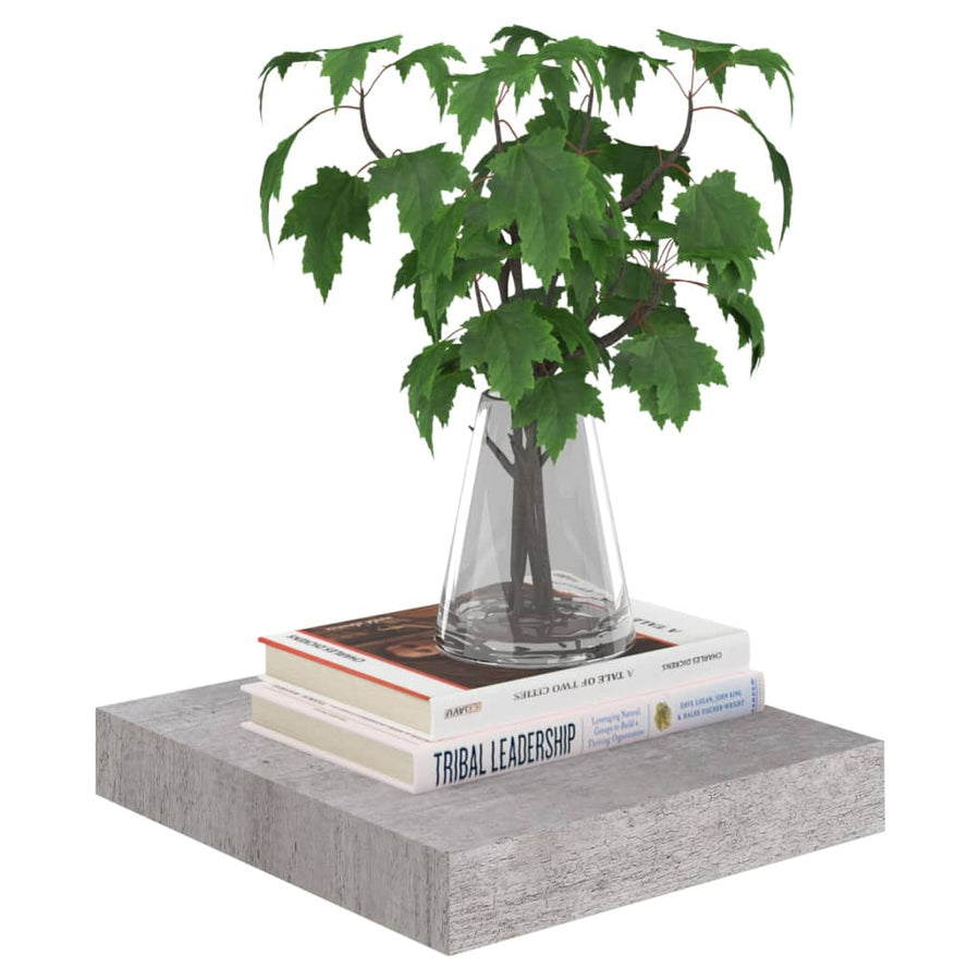Wandschappen Zwevend 3X3,5X3,8 Cm Mdf Betongrijs 2 23 x 23.5 x 3.8 cm