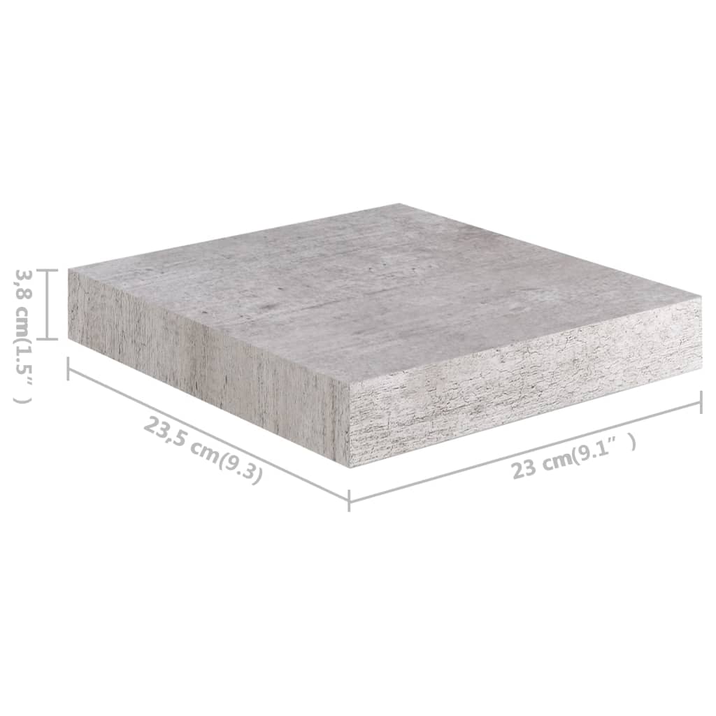 Wandschappen Zwevend 3X3,5X3,8 Cm Mdf Betongrijs 2 23 x 23.5 x 3.8 cm