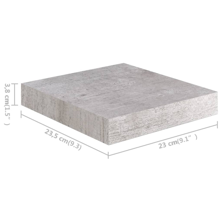 Wandschappen Zwevend 3X3,5X3,8 Cm Mdf Betongrijs 2 23 x 23.5 x 3.8 cm