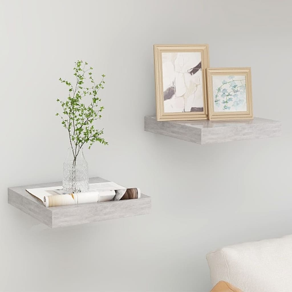 Wandschappen Zwevend 3X3,5X3,8 Cm Mdf Betongrijs 2 23 x 23.5 x 3.8 cm