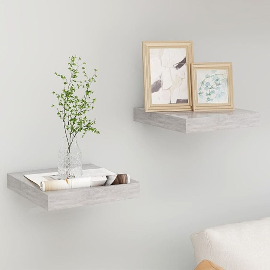 Wandschappen Zwevend 3X3,5X3,8 Cm Mdf Betongrijs 2 23 x 23.5 x 3.8 cm