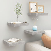 Wall shelves 4 pcs floating 23x23.5x3.8 cm MDF concrete grey