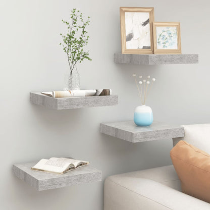 Wandschappen Zwevend 23X23,5X3,8 Cm Mdf Betongrijs 4 23 x 23.5 x 3.8 cm