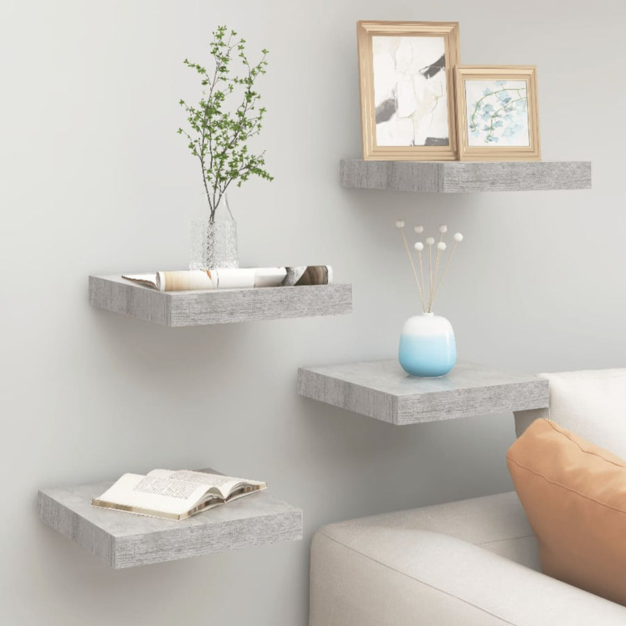 Wandschappen Zwevend 23X23,5X3,8 Cm Mdf Betongrijs 4 23 x 23.5 x 3.8 cm