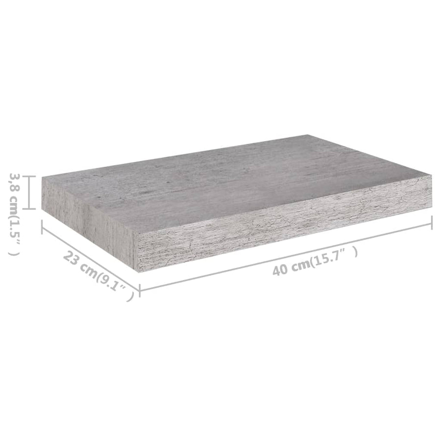 Wandschappen Zwevend 40X3X3,8 Cm Mdf Betongrijs 2 40 x 23 x 3.8 cm