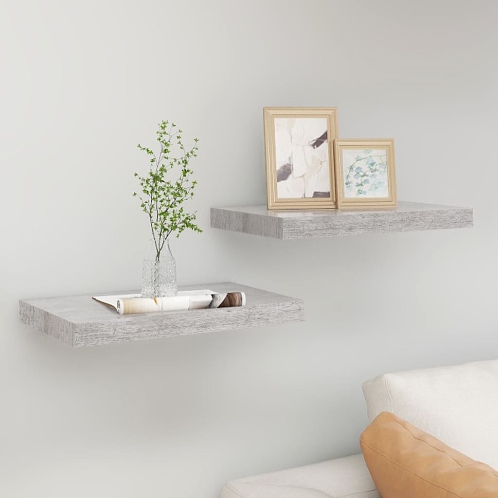 Wandschappen Zwevend 40X3X3,8 Cm Mdf Betongrijs 2 40 x 23 x 3.8 cm