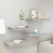 Wall shelves 4 pcs floating 40x23x3.8 cm MDF concrete grey