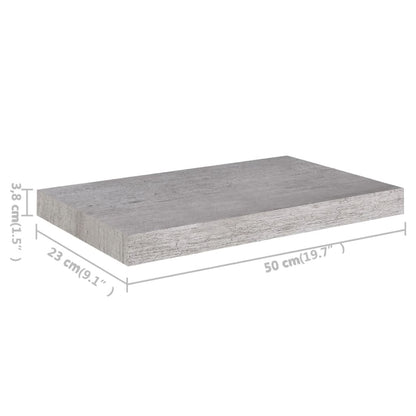 Wandschap Zwevend 50X23X3,8 Cm Mdf Betongrijs 1 50 x 23 x 3.8 cm