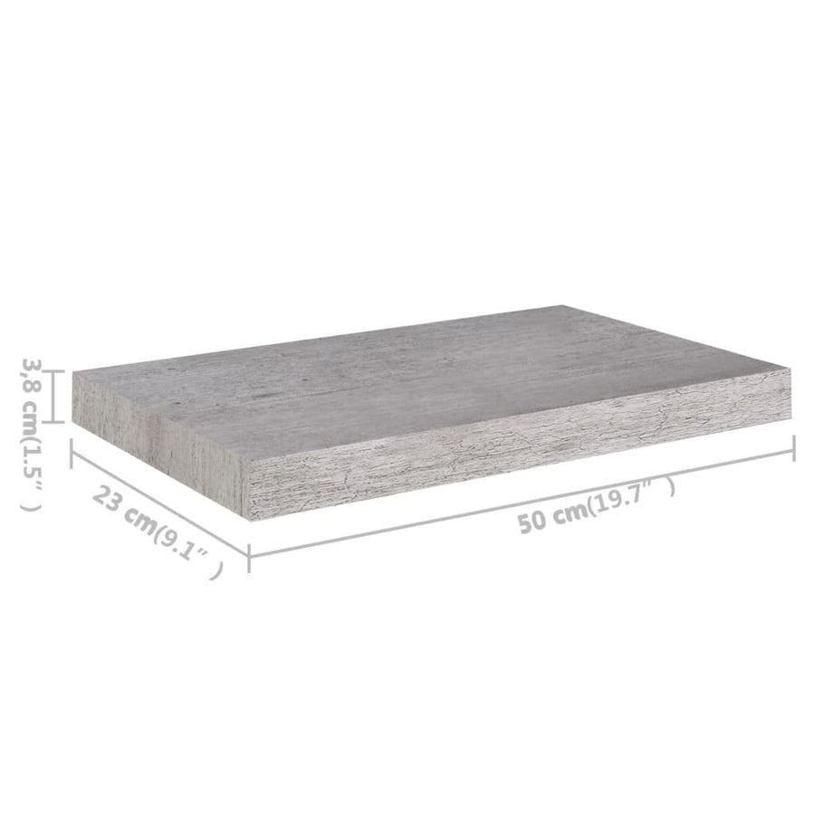 Wandschap Zwevend 50X23X3,8 Cm Mdf Betongrijs 1 50 x 23 x 3.8 cm