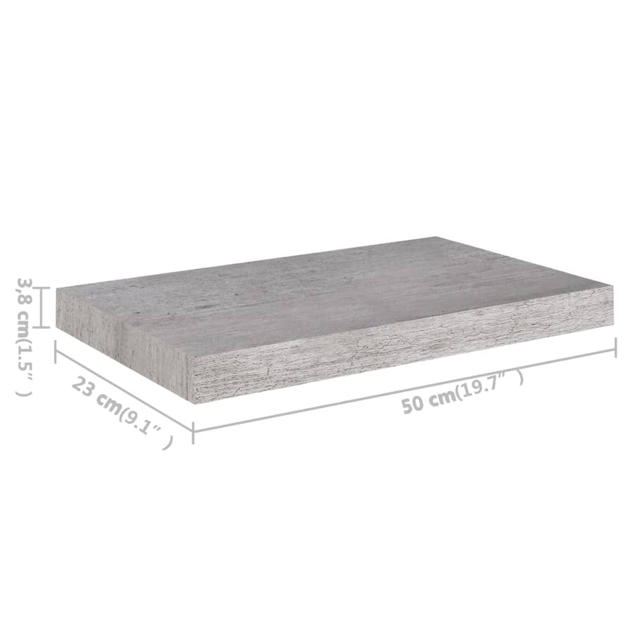 Wandschappen Zwevend 50X3X3,8 Cm Mdf Betongrijs 2 50 x 23 x 3.8 cm