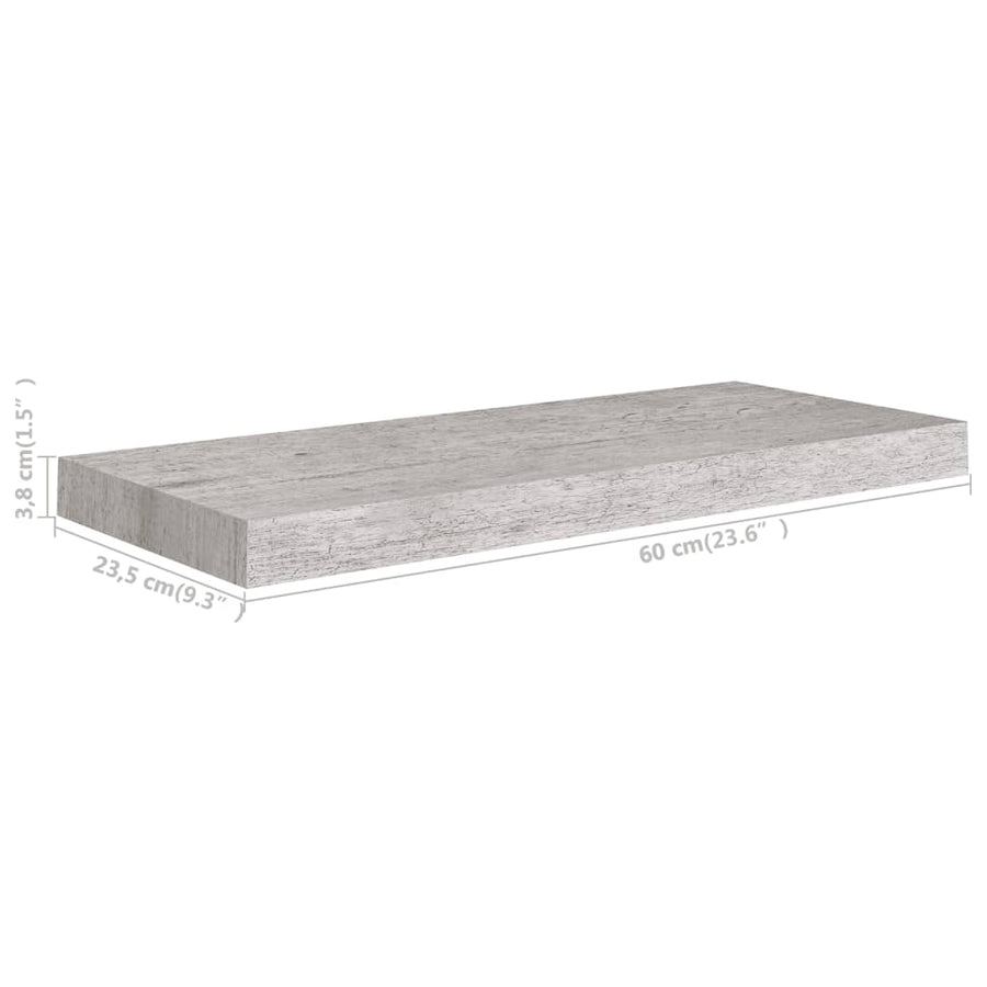 Wandschappen Zwevend 60X3,5X3,8 Cm Mdf Betongrijs 2 60 x 23.5 x 3.8 cm
