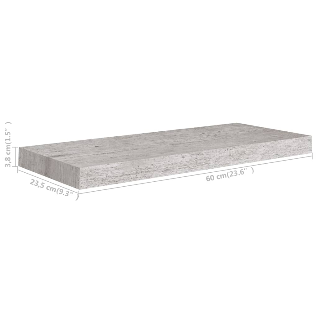 Wandschappen Zwevend 60X23,5X3,8 Cm Mdf Betongrijs 4 60 x 23.5 x 3.8 cm