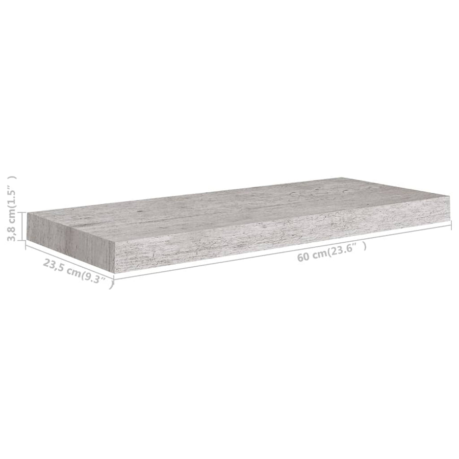 Wandschappen Zwevend 60X23,5X3,8 Cm Mdf Betongrijs 4 60 x 23.5 x 3.8 cm