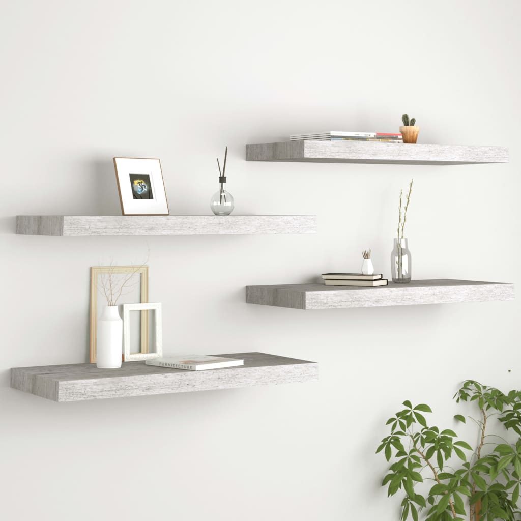 Wandschappen Zwevend 60X23,5X3,8 Cm Mdf Betongrijs 4 60 x 23.5 x 3.8 cm