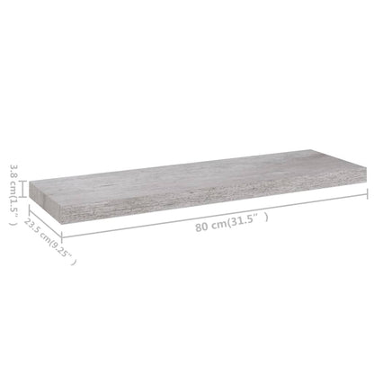 Wandschap Zwevend 80X23,5X3,8 Cm Mdf Betongrijs 1 80 x 23.5 x 3.8 cm