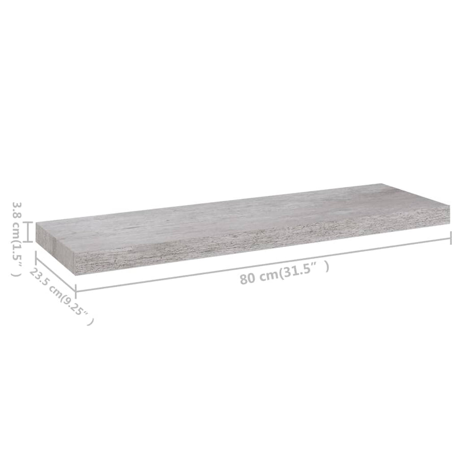 Wandschappen Zwevend 80X3,5X3,8 Cm Mdf Betongrijs 2 80 x 23.5 x 3.8 cm