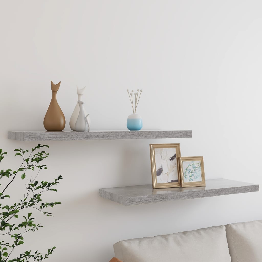 Wandschappen Zwevend 80X3,5X3,8 Cm Mdf Betongrijs 2 80 x 23.5 x 3.8 cm