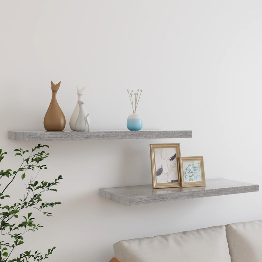 Wandschappen Zwevend 80X3,5X3,8 Cm Mdf Betongrijs 2 80 x 23.5 x 3.8 cm