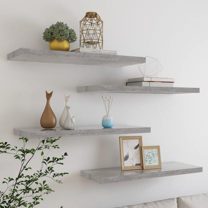 Wandschappen Zwevend 80X23,5X3,8 Cm Mdf Betongrijs 4 80 x 23.5 x 3.8 cm