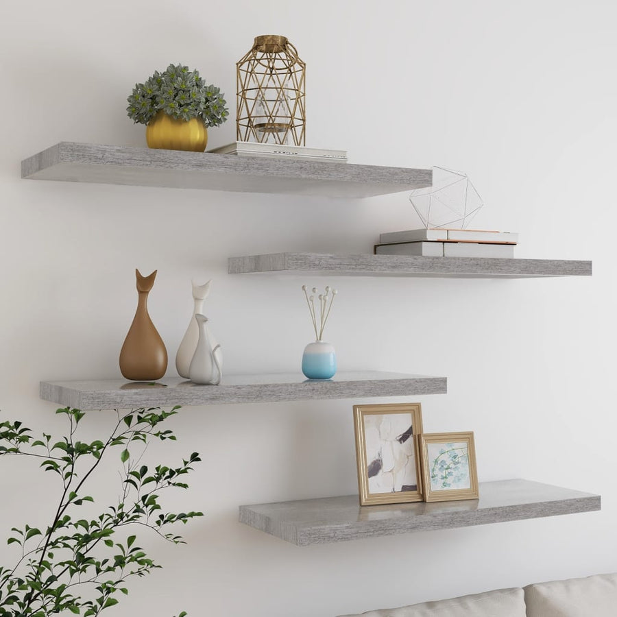 Wandschappen Zwevend 80X23,5X3,8 Cm Mdf Betongrijs 4 80 x 23.5 x 3.8 cm