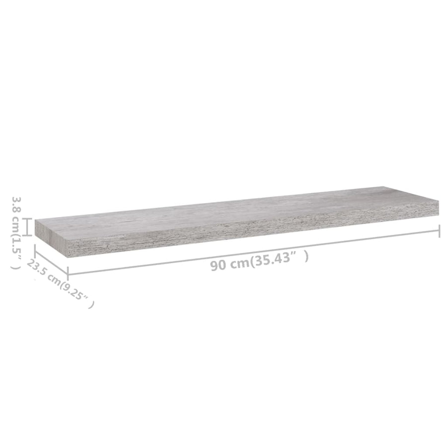 Wandschap zwevend 90x23,5x3,8 cm MDF betongrijs 1 90 x 23.5 x 3.8 cm